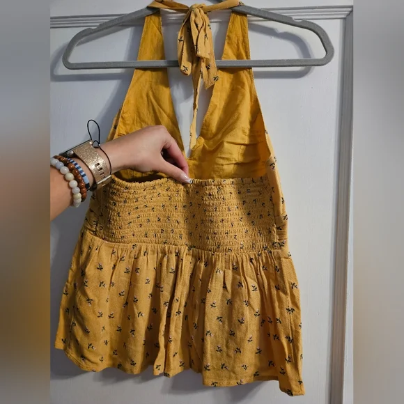 American Eagle Yellow with Florals Halter Top - Picture 2 of 5
